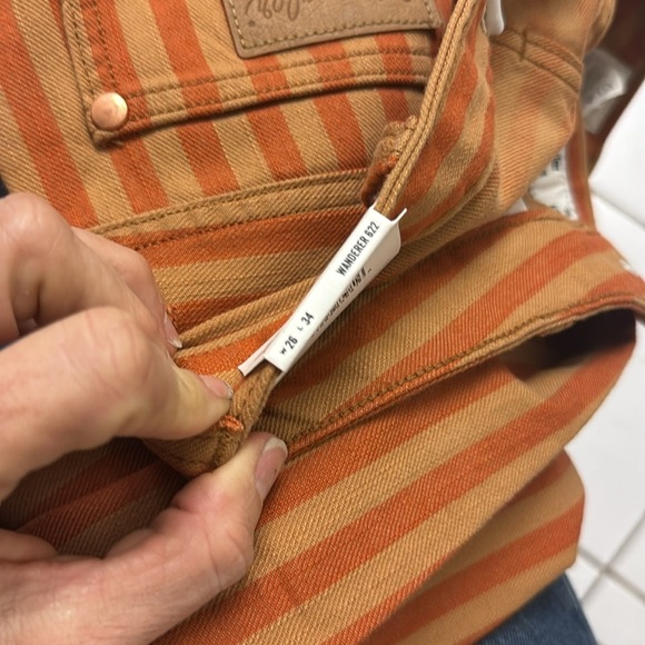 Wrangler Wanderer 622 High Rise Flare Orange Stripe Festival Jeans NWT - Picture 6 of 11